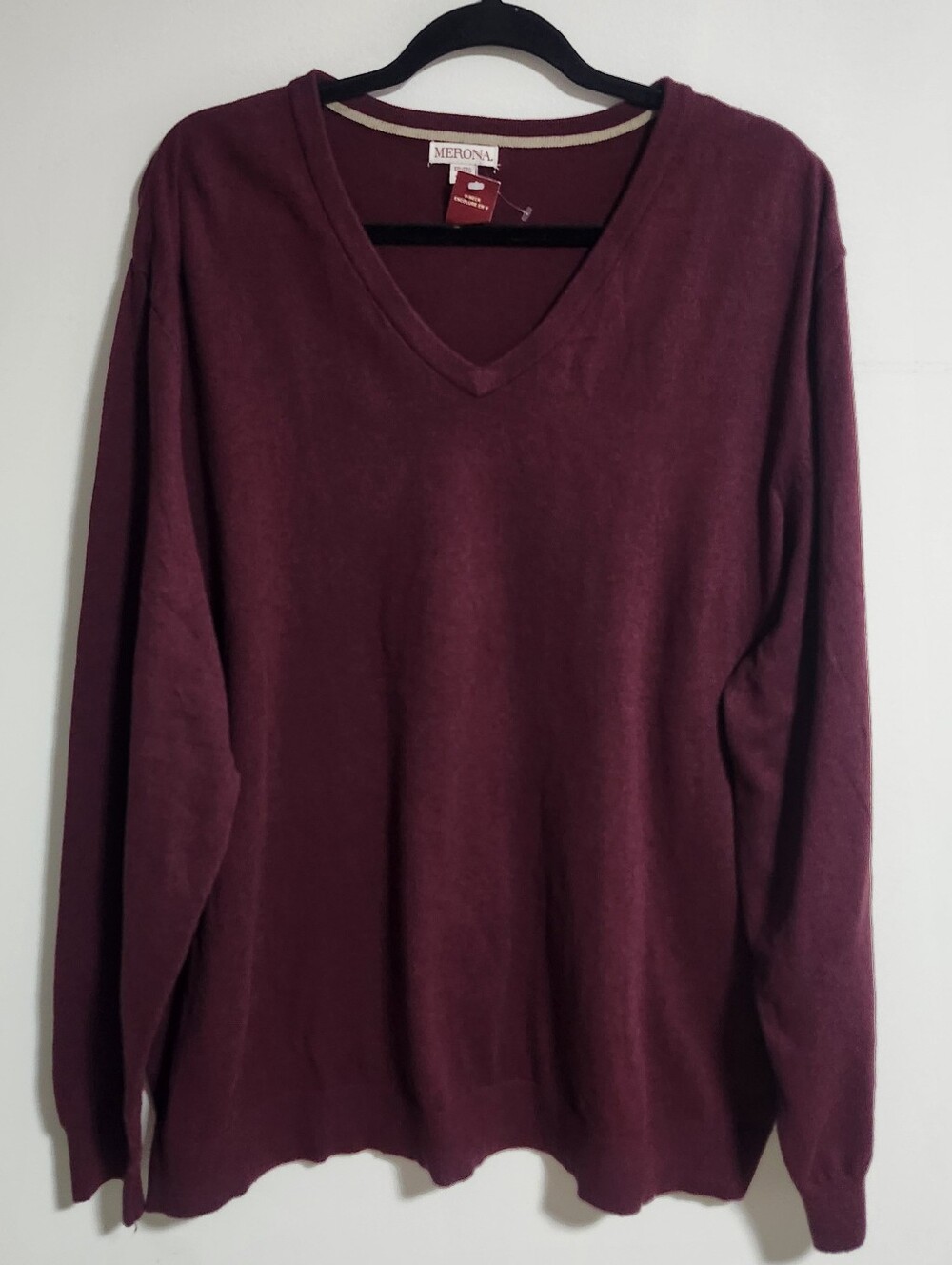 Merona Men's 100% Cotton V-Neck Sweater - Wine